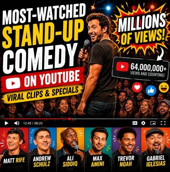 Most-watched stand-up comedy on YouTube with viral clips and specials