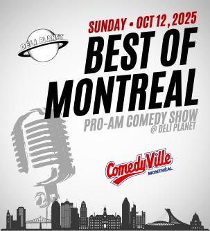 Stand-up comedians performing live at Comedyville during the Best of Montreal Pro-Am Comedy Shows