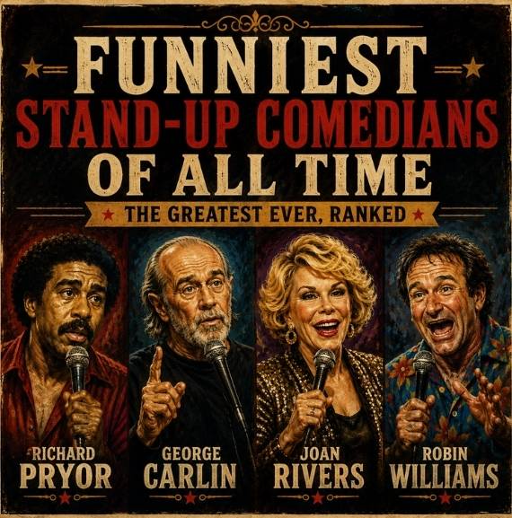 Funniest stand-up comedians of all time featuring Richard Pryor, George Carlin, Joan Rivers and Robin Williams